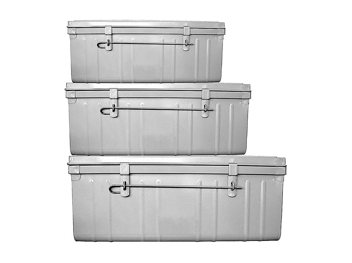 Grandes malles acier gris Dax - Lot de 3