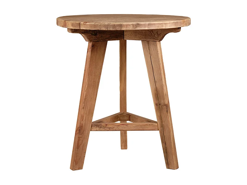 Table de bar ronde D. 89 cm en bois massif pin recyclé - CHALET