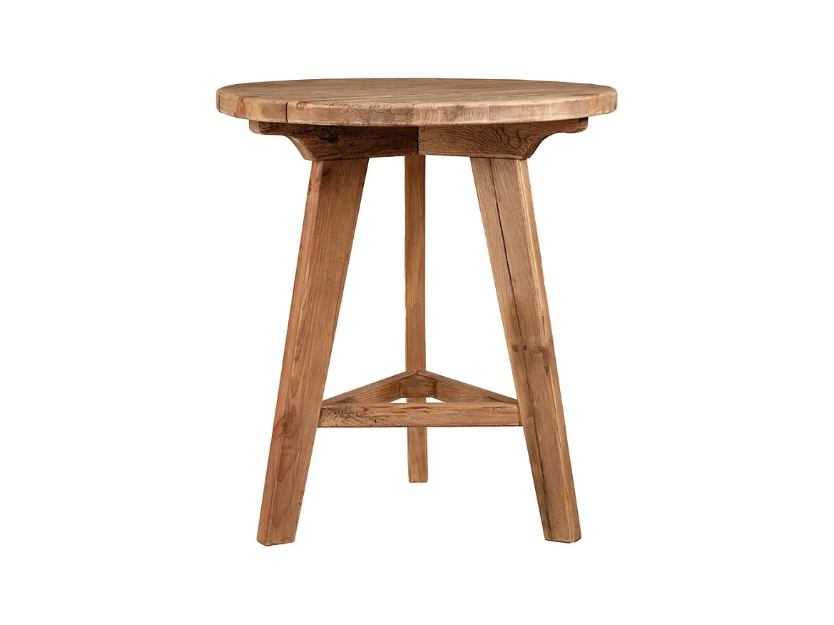 Table de bar ronde D. 89 cm en bois massif pin recyclé - CHALET