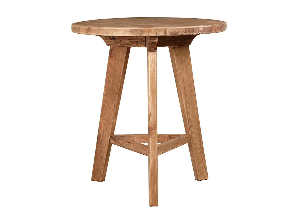 Table de bar ronde D. 89 cm en bois massif pin recyclé - CHALET