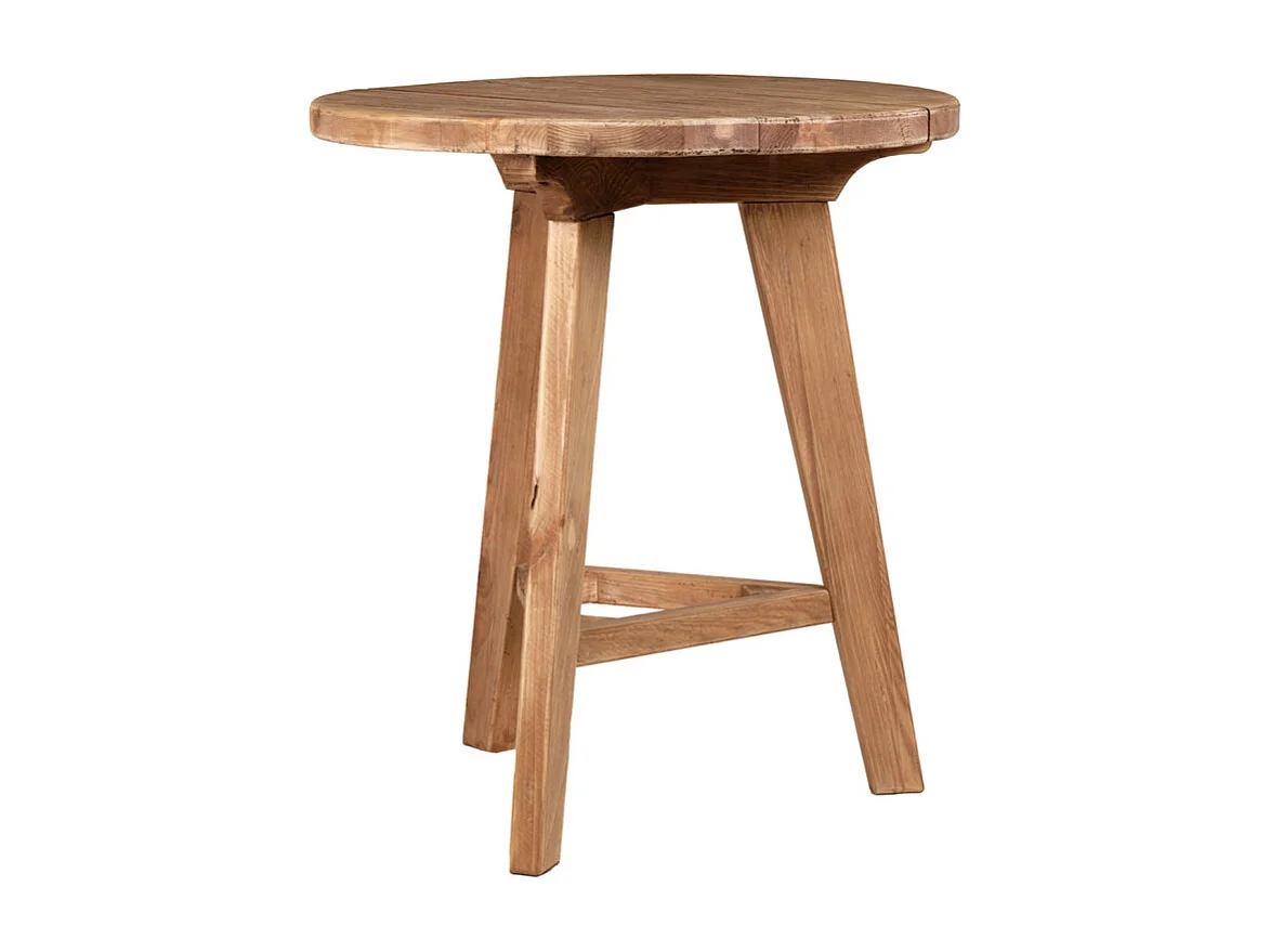 Table de bar ronde D. 89 cm en bois massif pin recyclé - CHALET