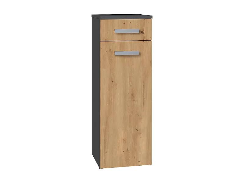 JOKKE - Meuble salle de bain 1 porte + 1  tiroir - 30x30x85cm - Colonne basse rangement SDB