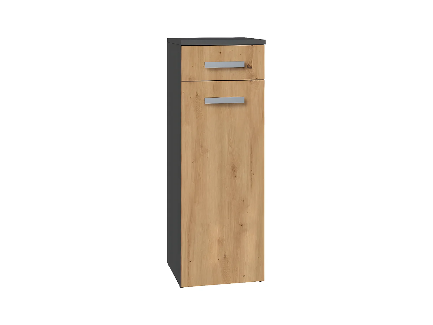 JOKKE - Meuble salle de bain 1 porte + 1  tiroir - 30x30x85cm - Colonne basse rangement SDB
