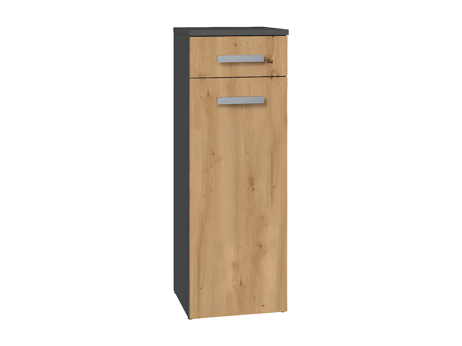 JOKKE - Meuble salle de bain 1 porte + 1  tiroir - 30x30x85cm - Colonne basse rangement SDB