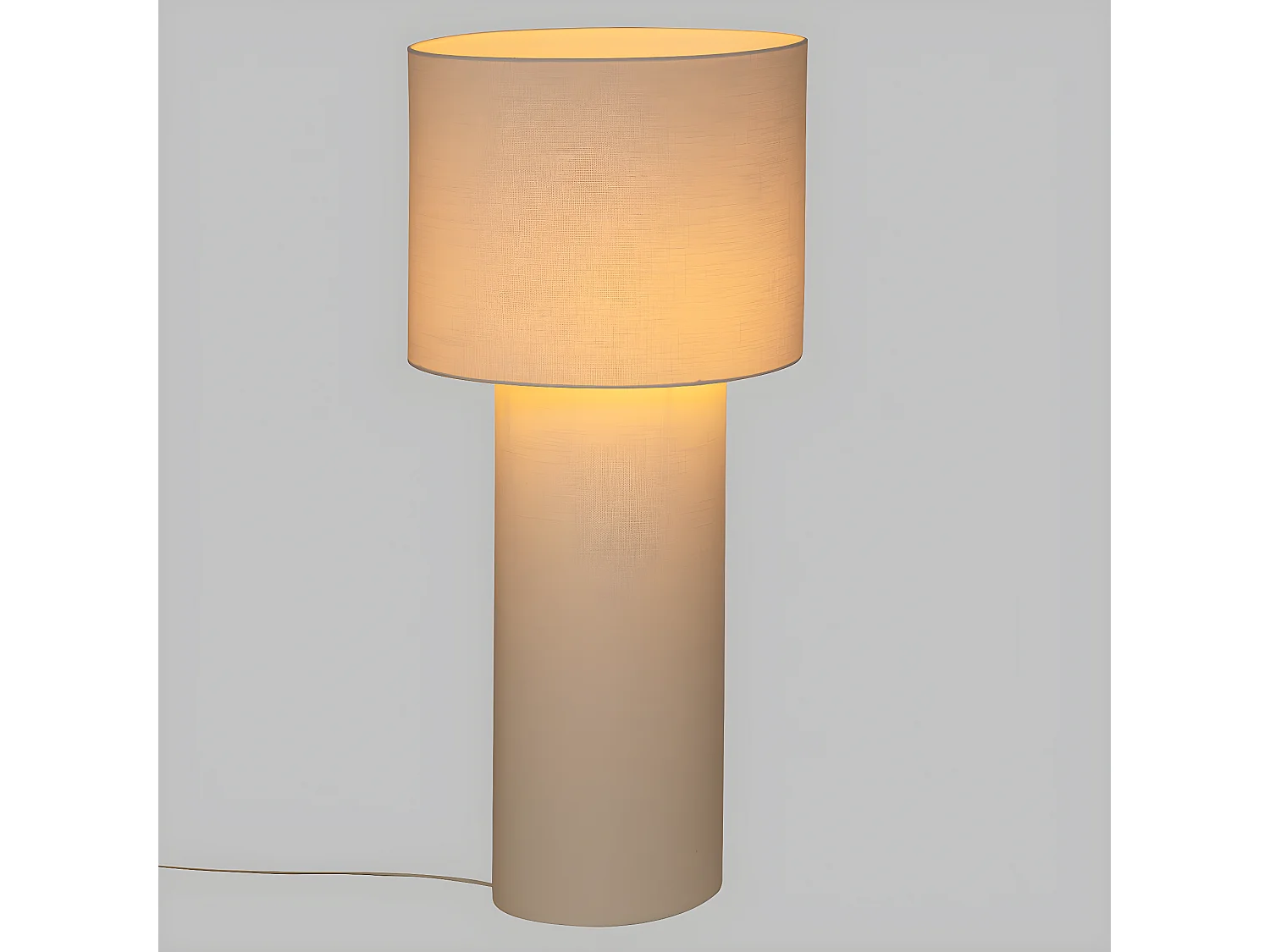 Lampadaire en métal et tissu Blanc  H 115 cm