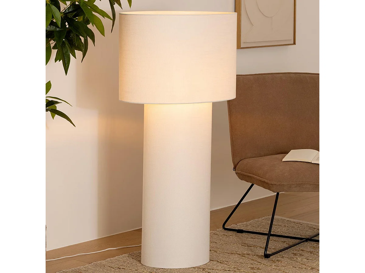 Lampadaire en métal et tissu Blanc  H 115 cm