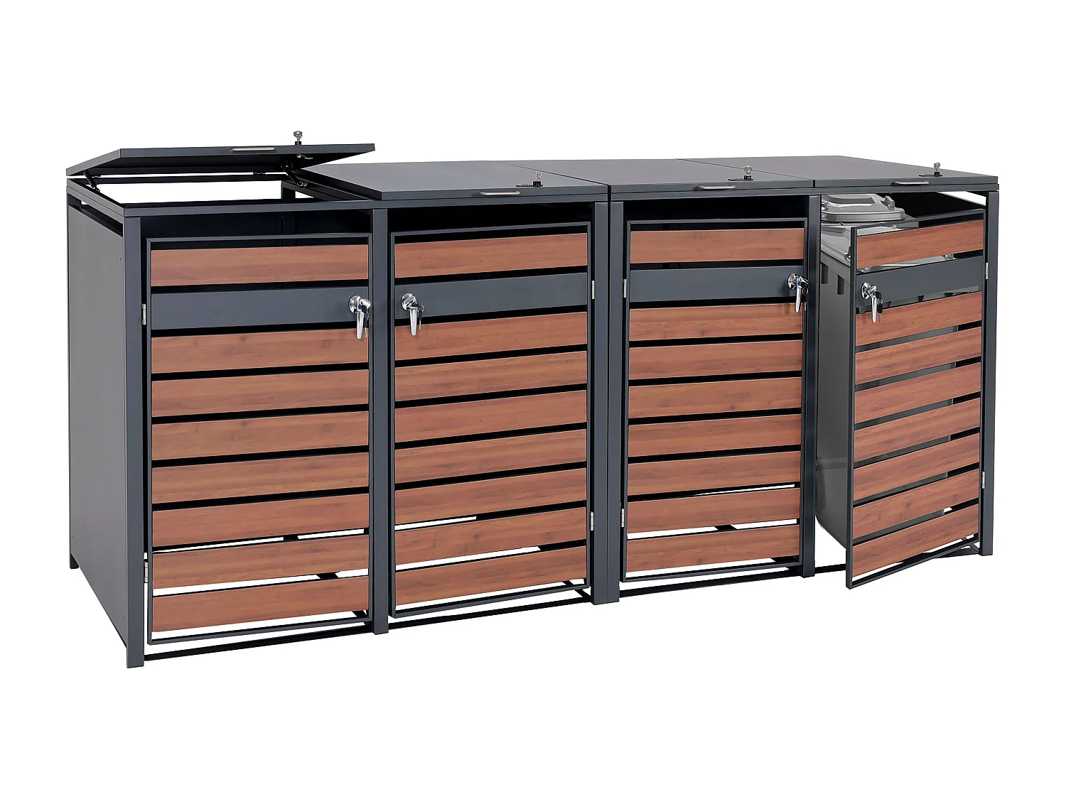 XL bin cover MCW-J81 (set of 4 or 8),  dark brown cherry wood effect