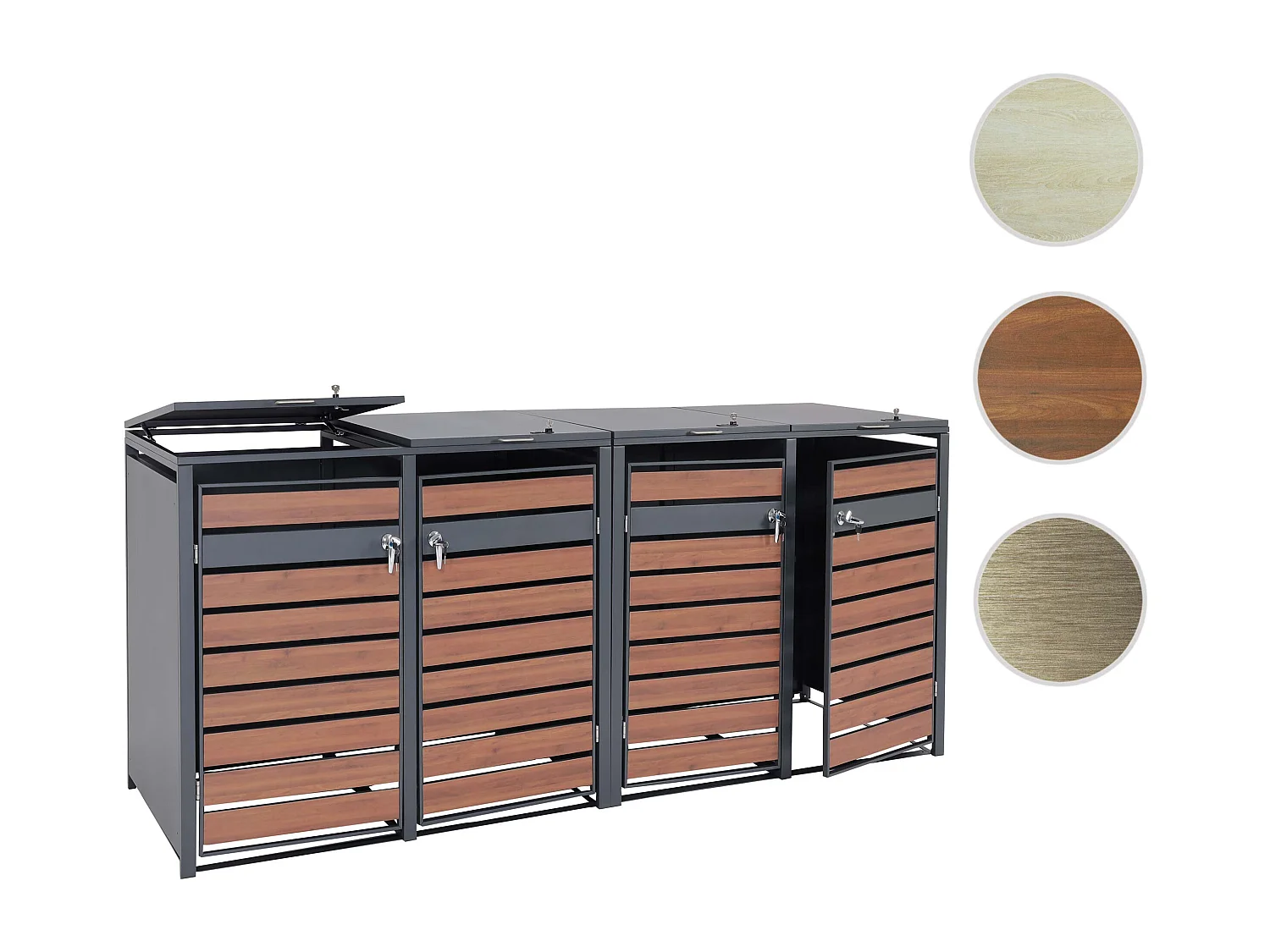 XL bin cover MCW-J81 (set of 4 or 8),  dark brown cherry wood effect