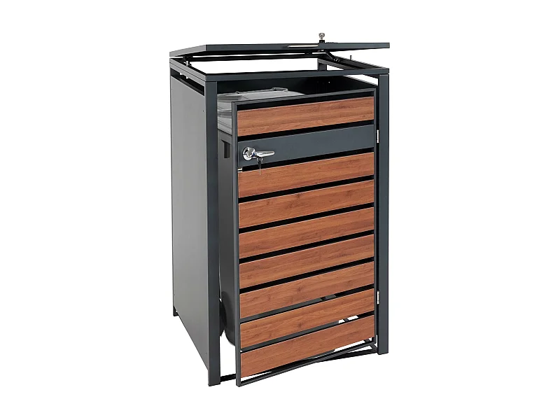 Pokrywa kosza na śmieci z 1 pojemnikiem MCW-J81,  ciemnobrązowy wygląd drewna wiśniowego