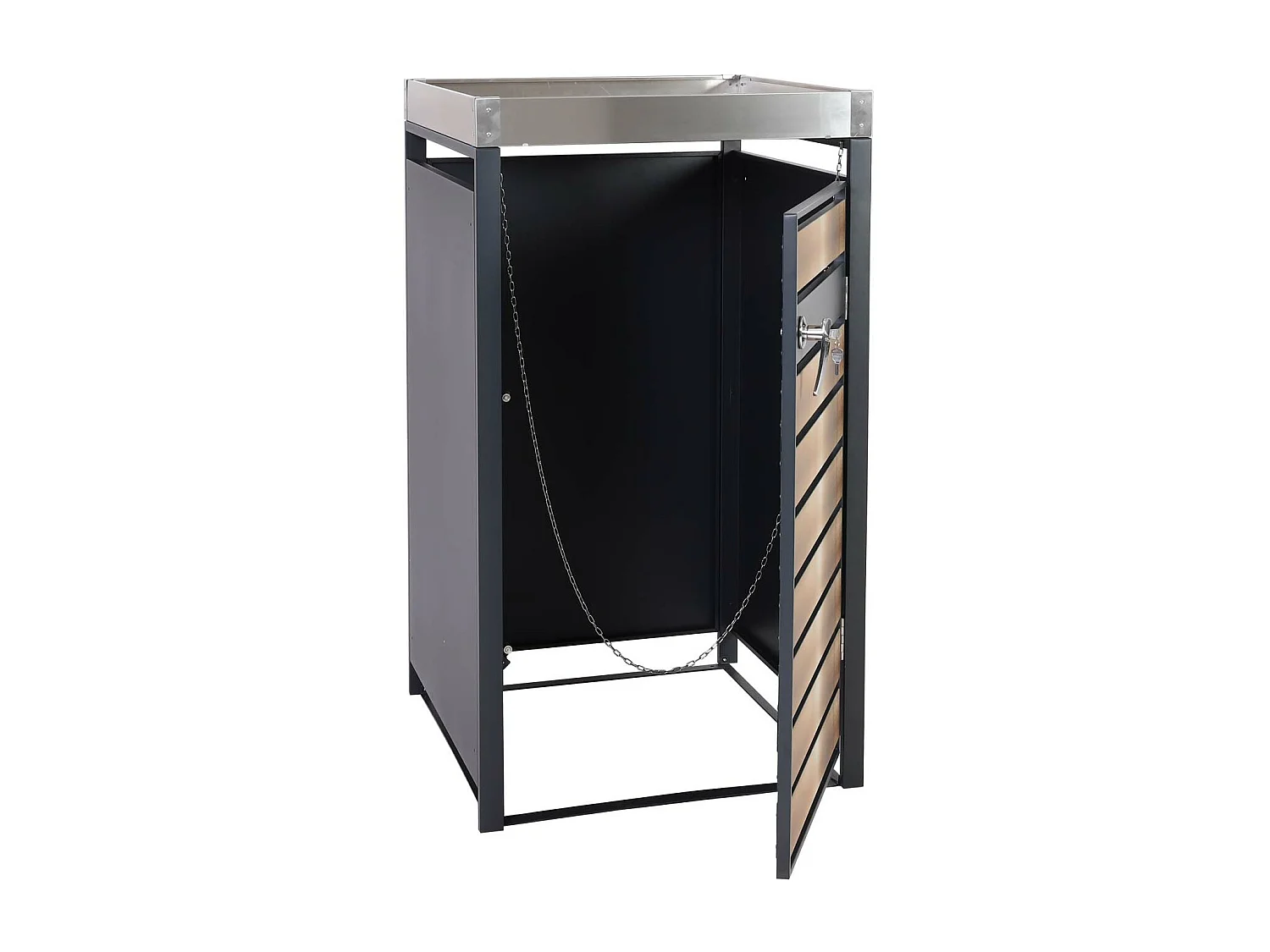 Copribidone box spazzatura rifiuti con fioriera MCW-J81 80x68x125cm acciaio inox antracite gold