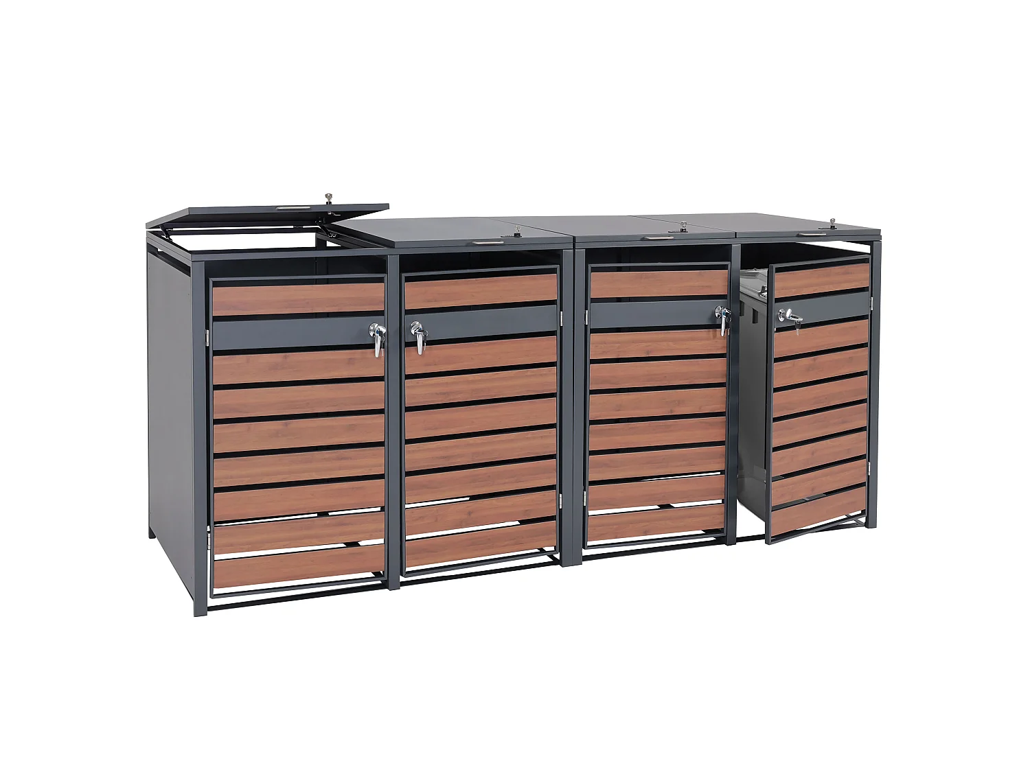 4-pojemnikowa wkładka MCW-J81,  ciemny brąz o wyglądzie drewna wiśniowego