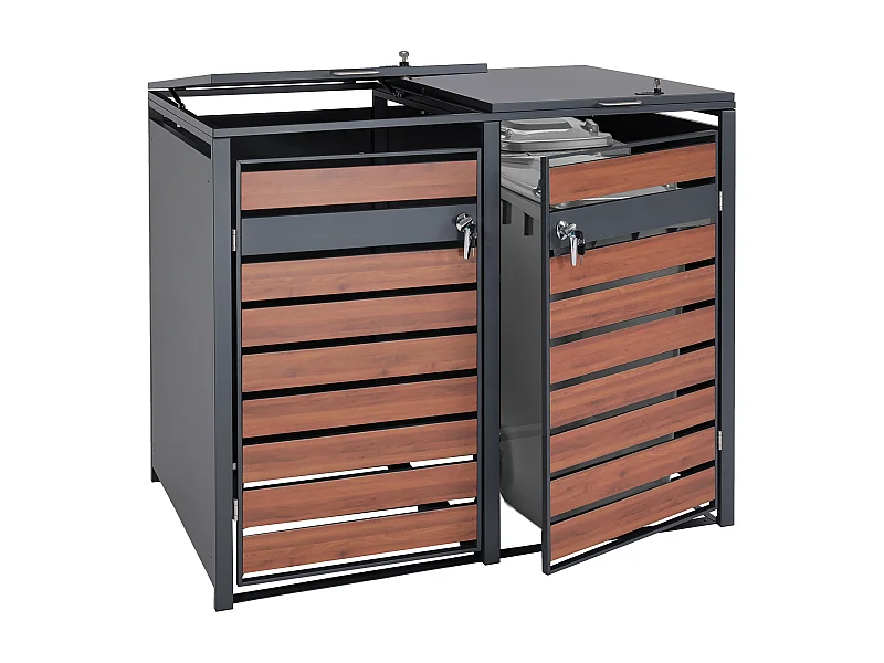 Obudowa 2-pojemnikowa MCW-J81,  ciemny brąz o wyglądzie drewna wiśniowego