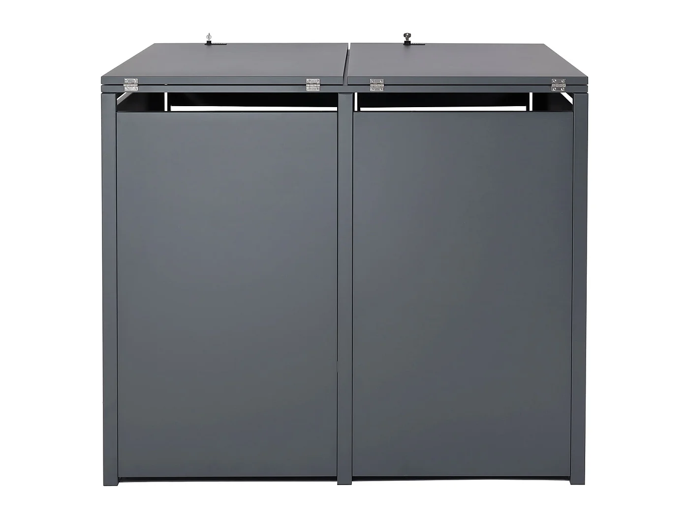 Set 2x copribidoni box spazzatura rifiuti MCW-J81 XL 98x142x117cm acciaio inox antracite ciliegio