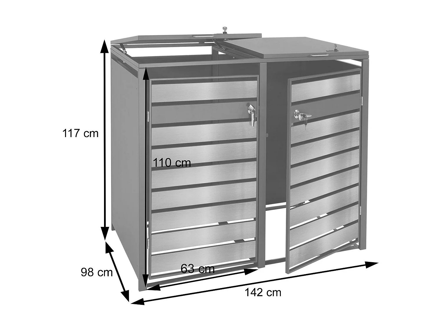 2er-Mülltonnenverkleidung MCW-J81, Kirsche-Holzoptik dunkelbraun