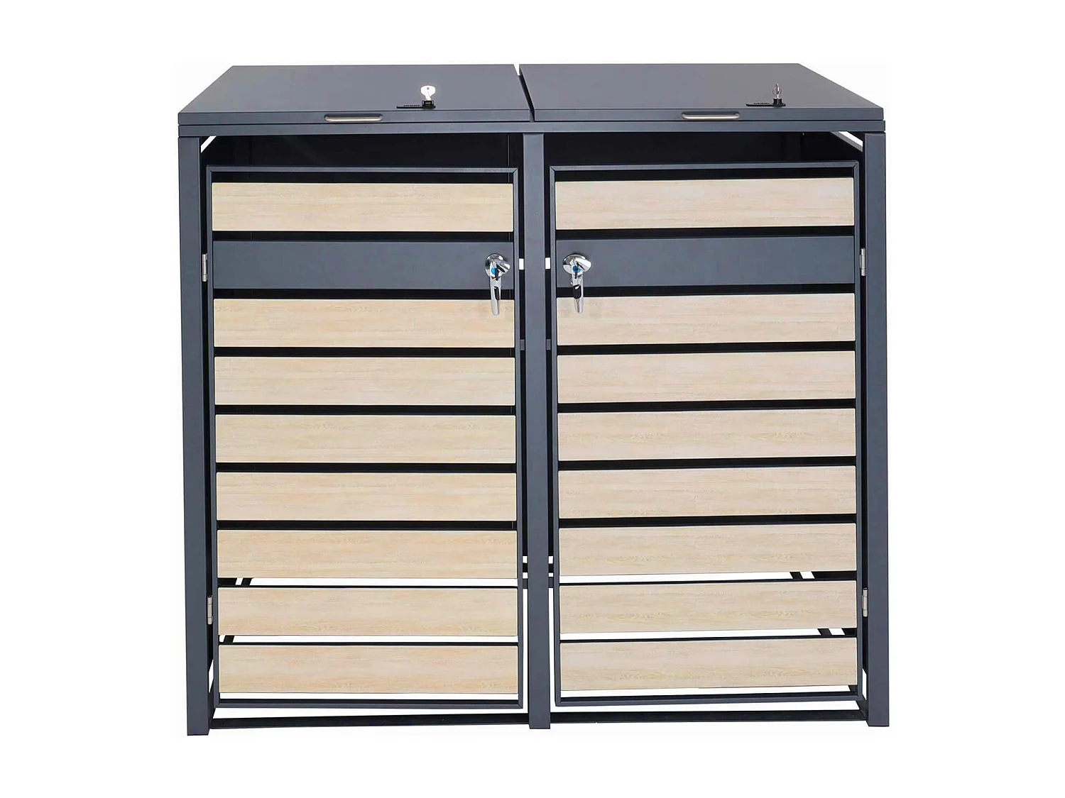 MCW-J81 bin enclosure for two bins,  light brown beech wood effect