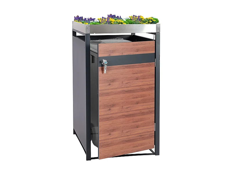 Mülltonnenverkleidung MCW-J82 (1er), Kirsche-Holzoptik dunkelbraun