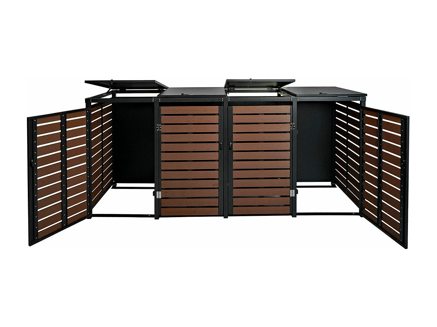 Mülltonnenverkleidung MCW-K14 (4er), Walnuss-Holzoptik