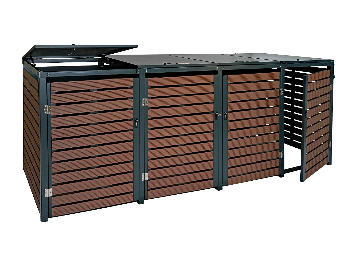 Mülltonnenverkleidung MCW-K14 (4er), Walnuss-Holzoptik