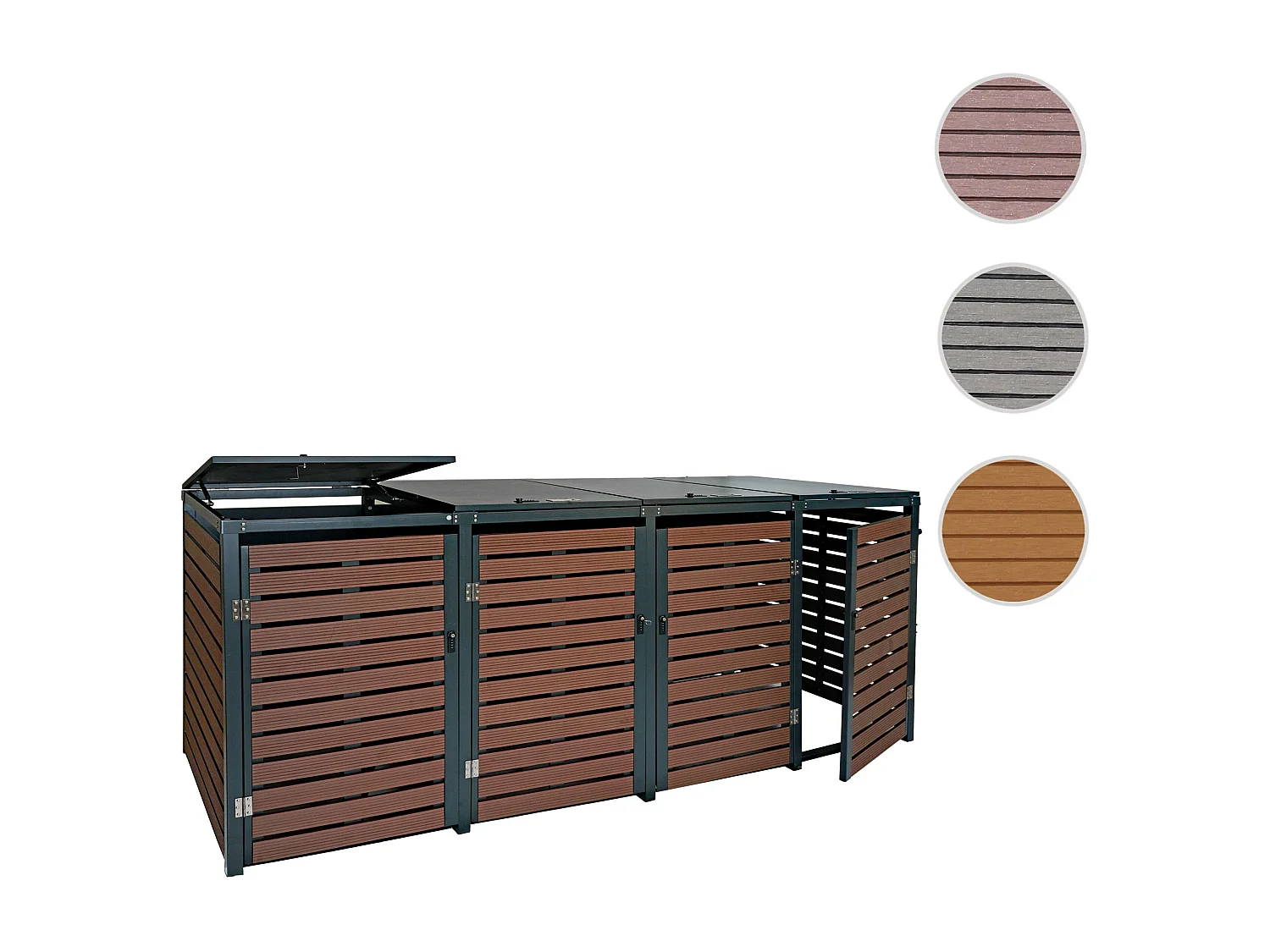 Mülltonnenverkleidung MCW-K14 (4er), Walnuss-Holzoptik