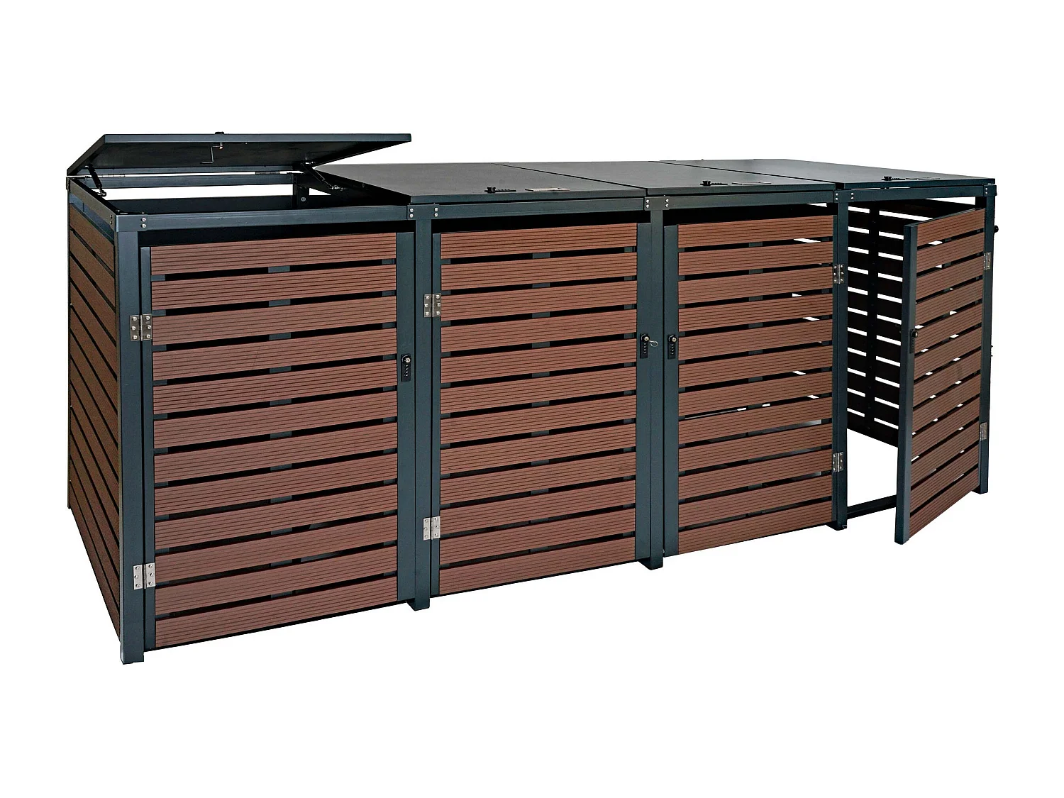 Mülltonnenverkleidung MCW-K14 (4er), Walnuss-Holzoptik