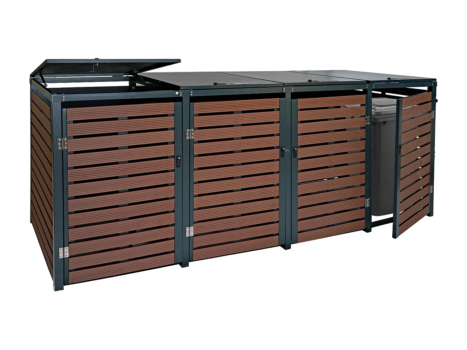 Mülltonnenverkleidung MCW-K14 (4er), Walnuss-Holzoptik