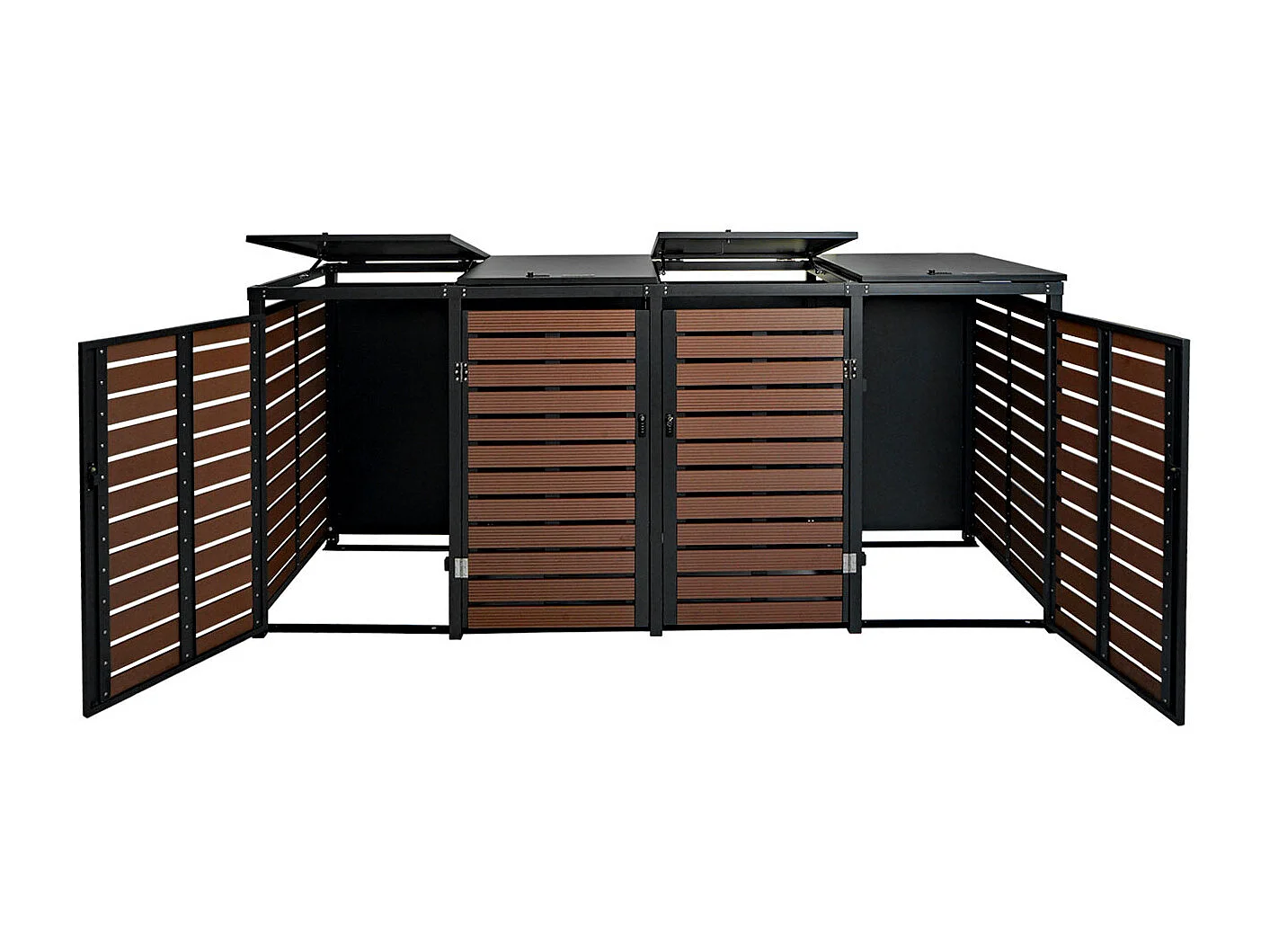 Mülltonnenverkleidung MCW-K14 (4er), Walnuss-Holzoptik