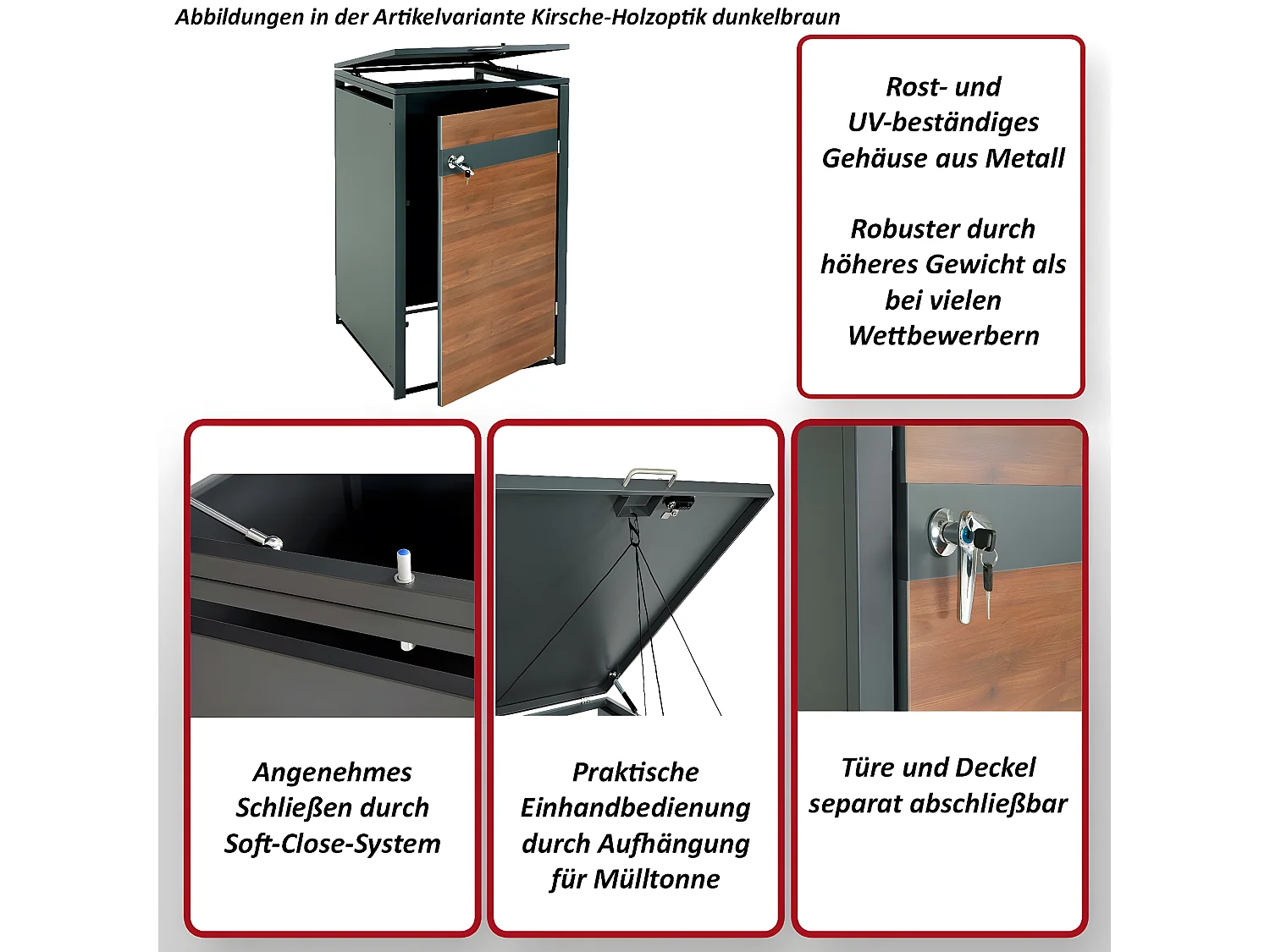 Afvalzak MCW-J82 (1er/2er),  donkerbruin kersenhout look