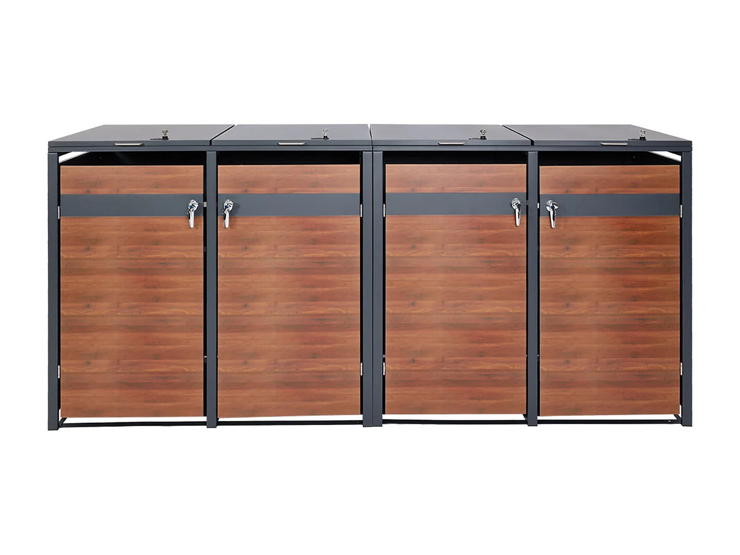 XL Mülltonnenverkleidung MCW-J82 4er/8er, Kirsche-Holzoptik dunkelbraun