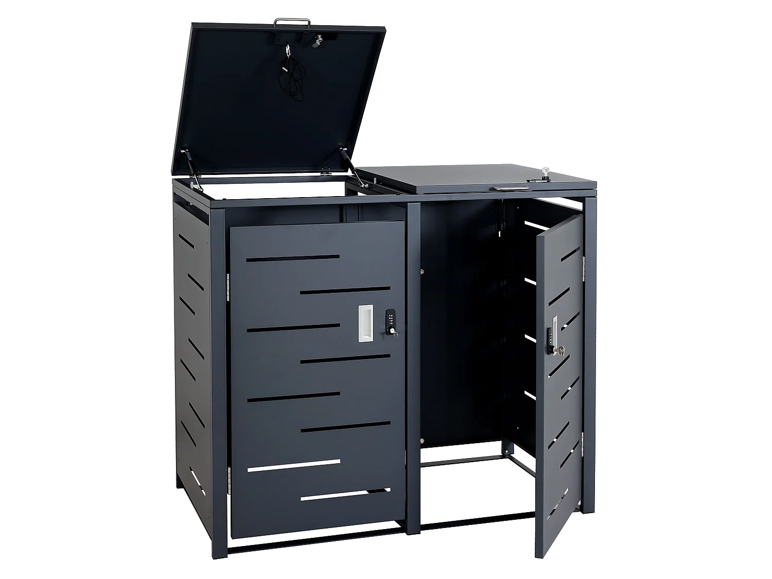 2x copribidoni box spazzatura rifiuti MCW-E83 XS 63x135x103cm antracite