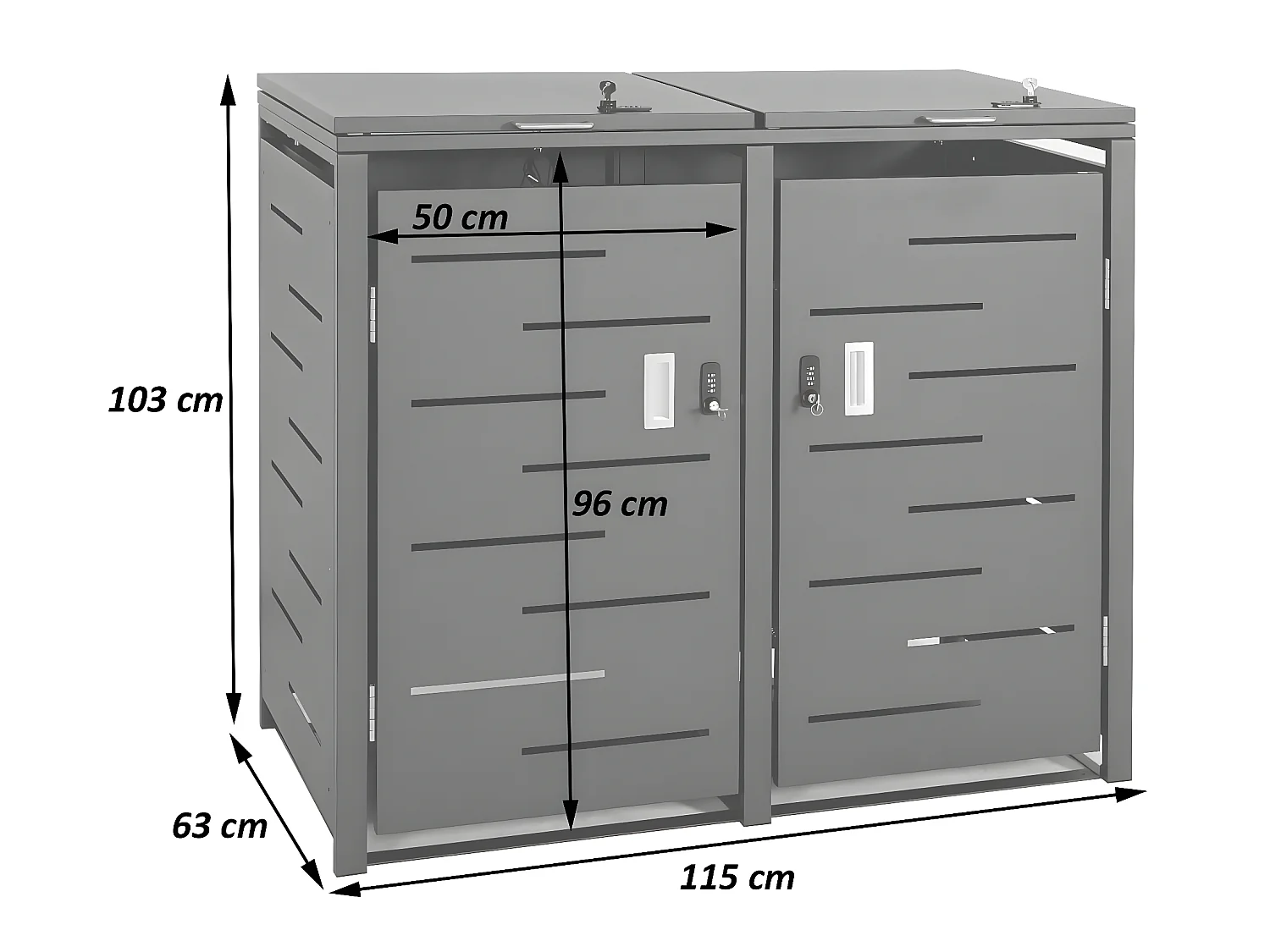 2x copribidoni box spazzatura rifiuti MCW-E83 XS 63x135x103cm antracite