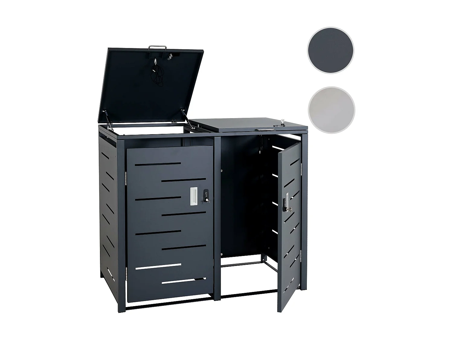 2x copribidoni box spazzatura rifiuti MCW-E83 XS 63x135x103cm antracite