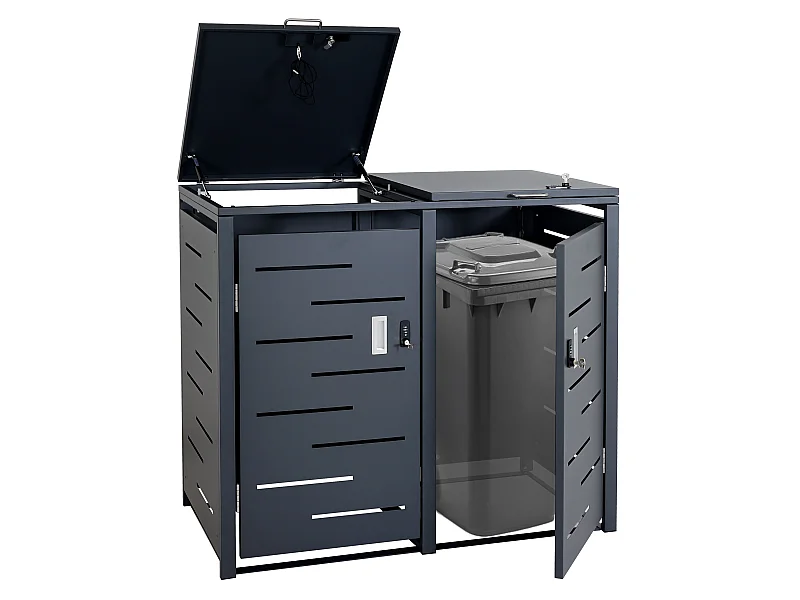 2x copribidoni box spazzatura rifiuti MCW-E83 XS 63x135x103cm antracite