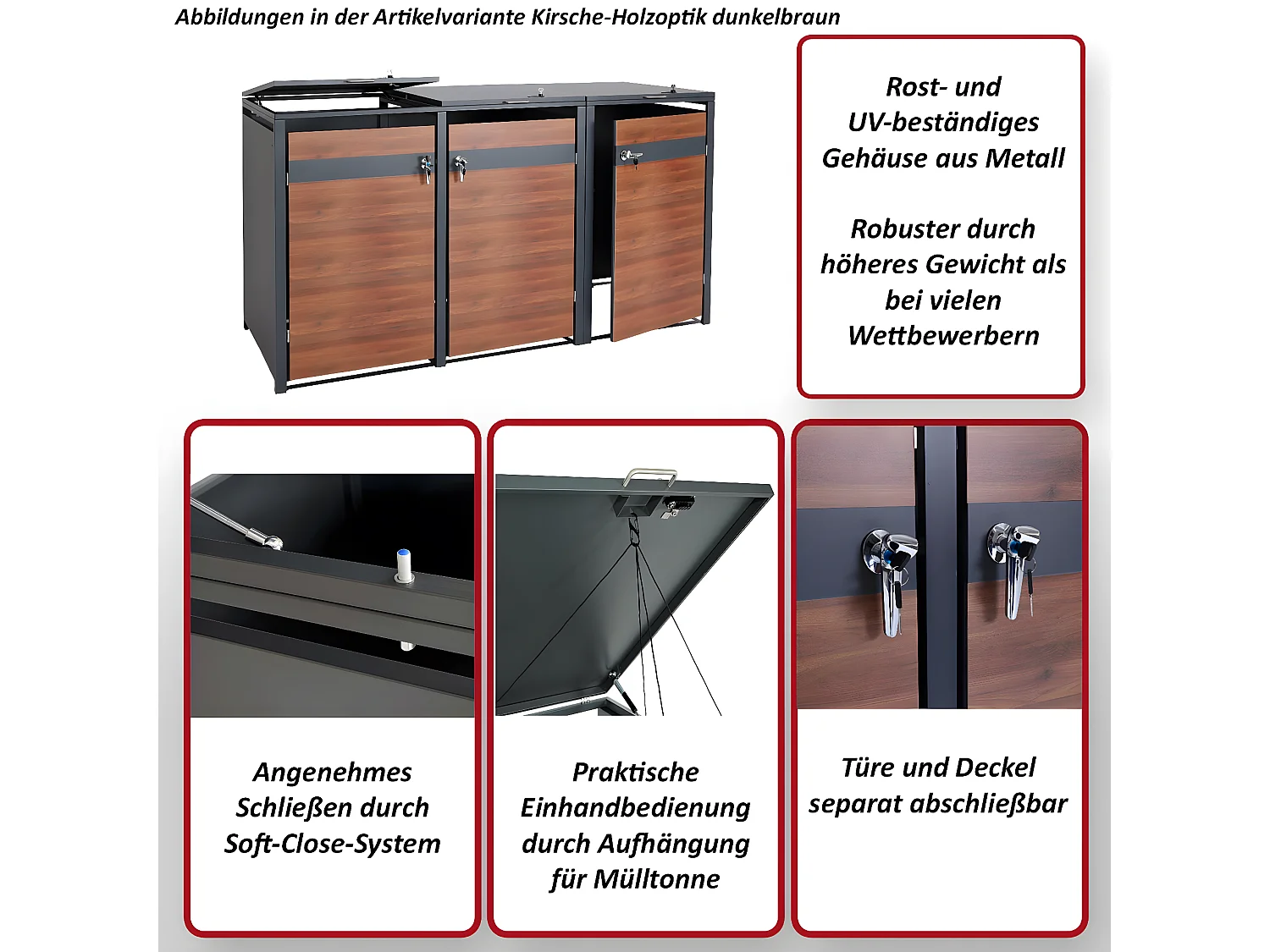 Afvalzak XL MCW-J82 3er/6er,  kersenhout look donkerbruin