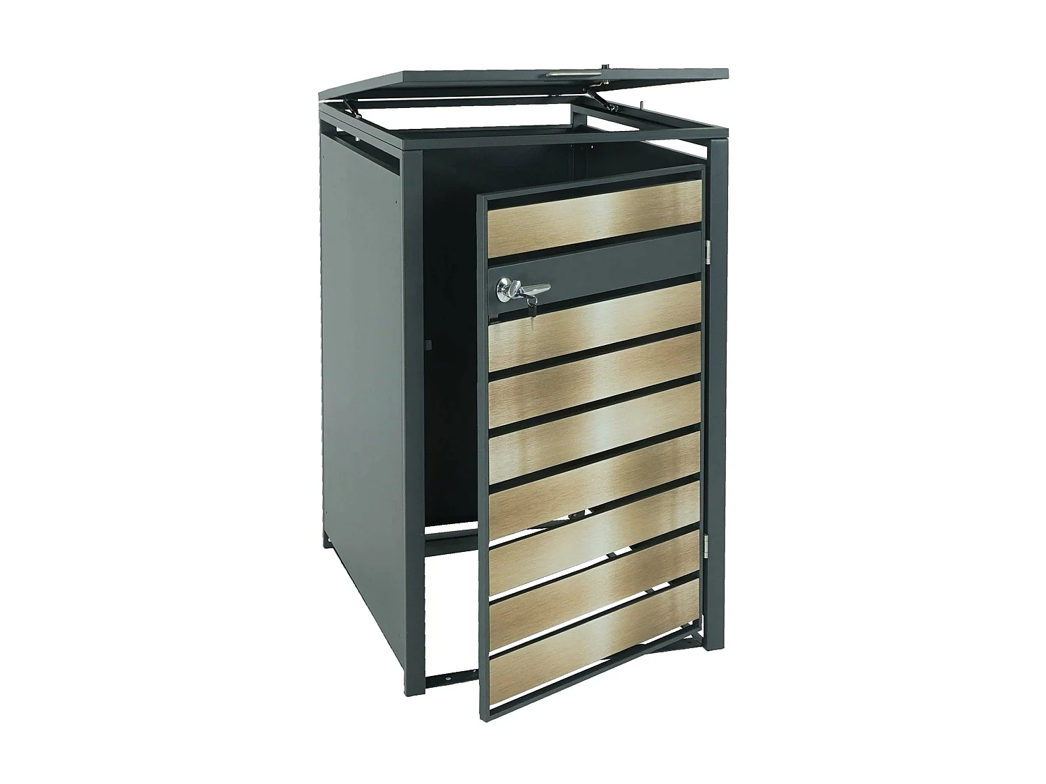 Copribidone box spazzatura rifiuti MCW-J81 XL 98x73x117cm acciaio inox antracite gold