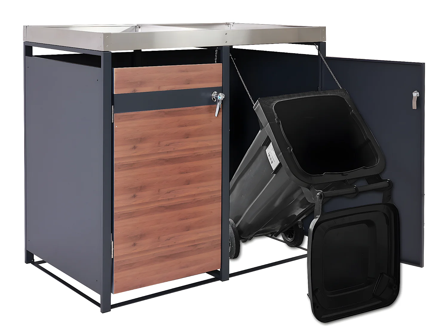 Wkład do kosza MCW-J82 (2 sztuki),  ciemnobrązowy wygląd drewna wiśniowego