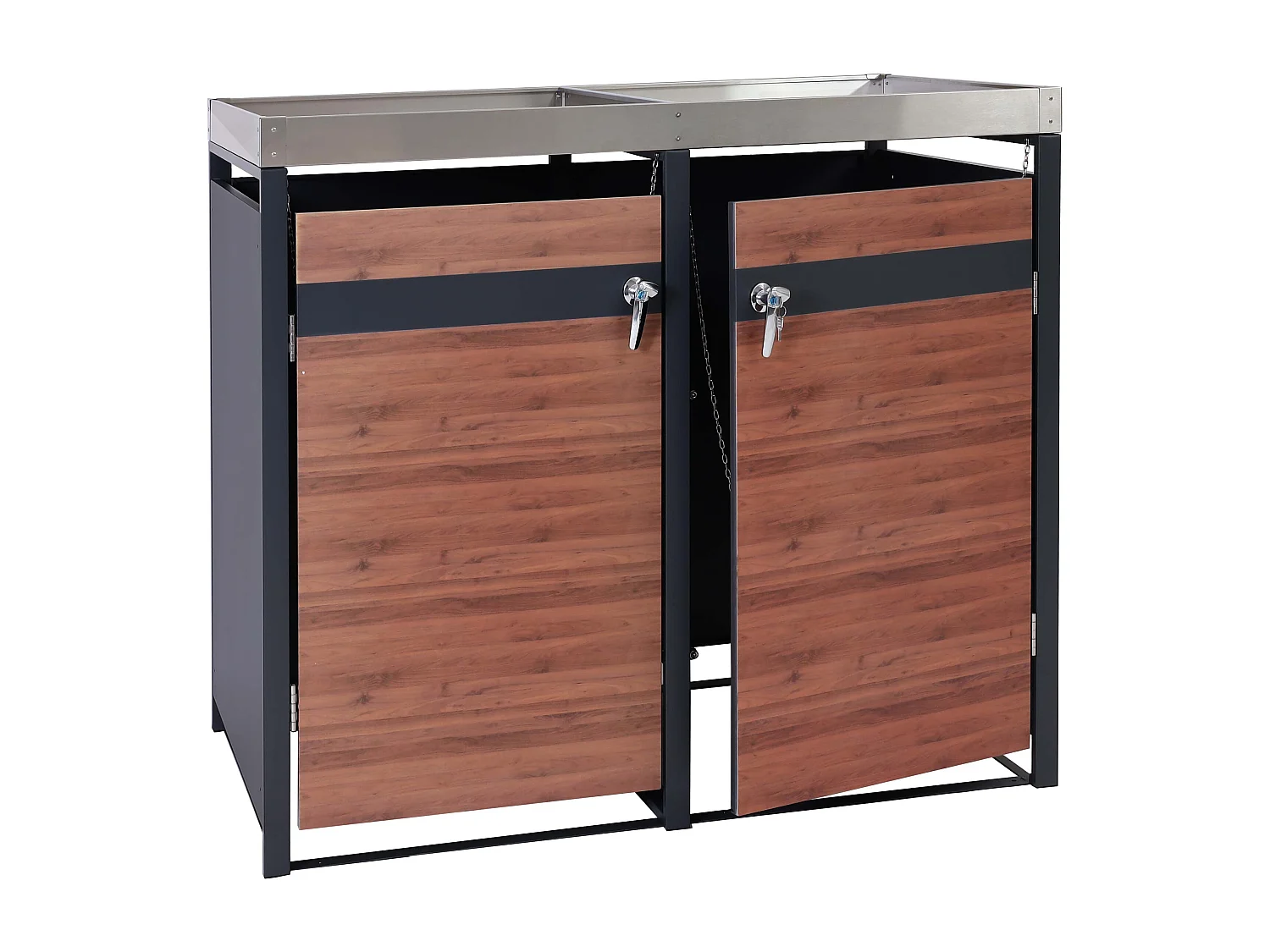 Mülltonnenverkleidung MCW-J82 (2er), Kirsche-Holzoptik dunkelbraun