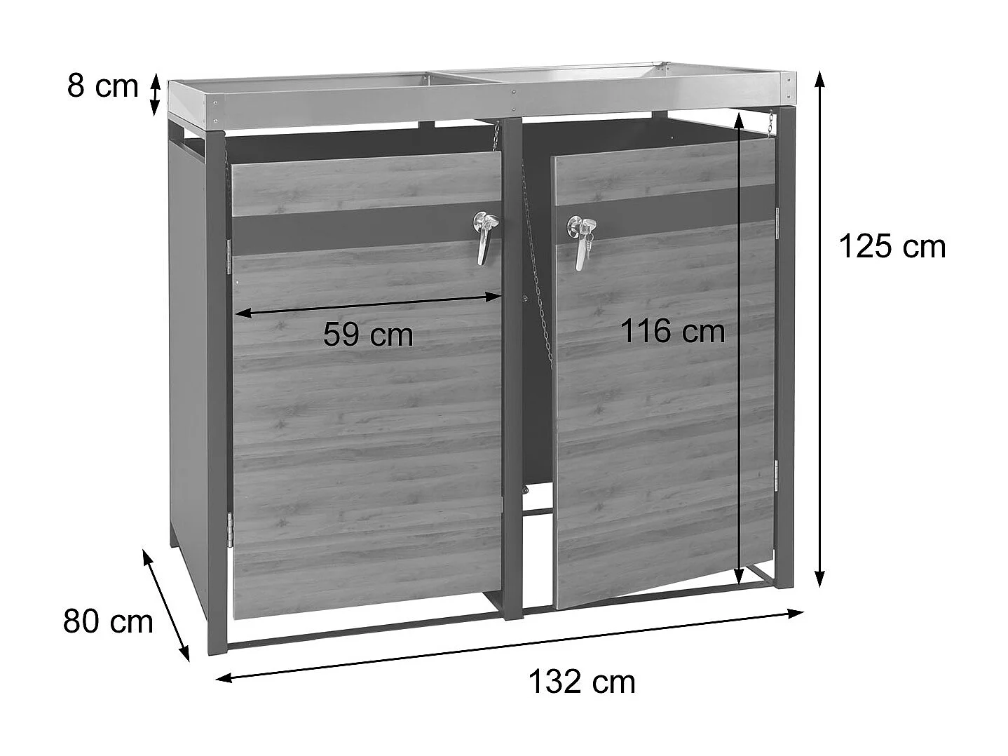 Mülltonnenverkleidung MCW-J82 (2er), Kirsche-Holzoptik dunkelbraun