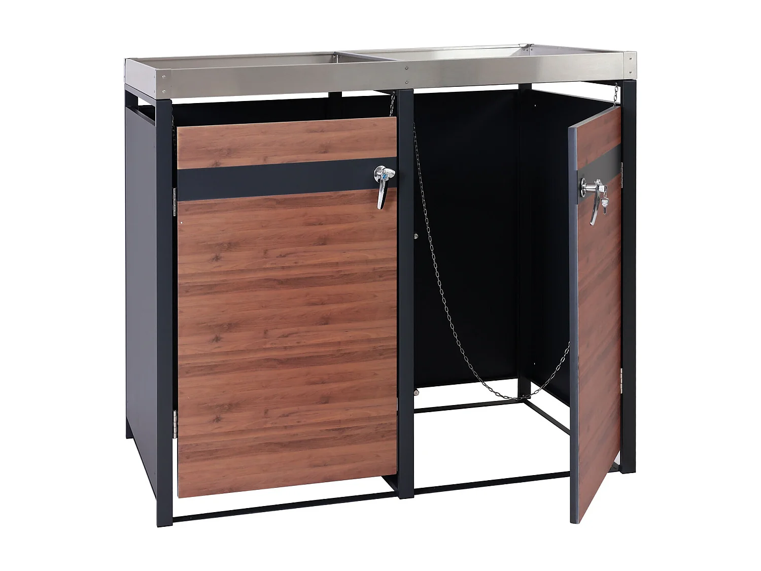 Mülltonnenverkleidung MCW-J82 (2er), Kirsche-Holzoptik dunkelbraun