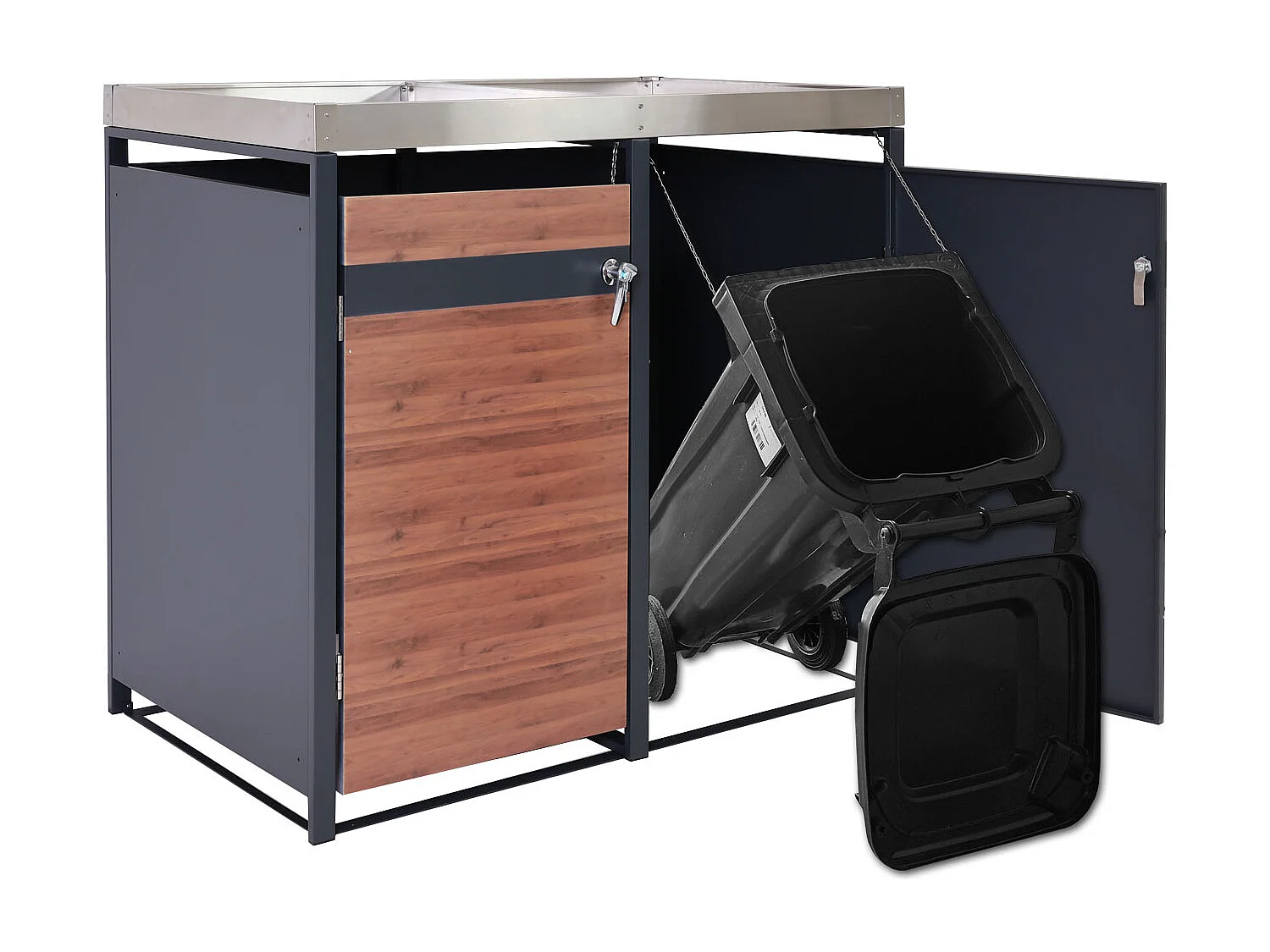 Mülltonnenverkleidung MCW-J82 (2er), Kirsche-Holzoptik dunkelbraun