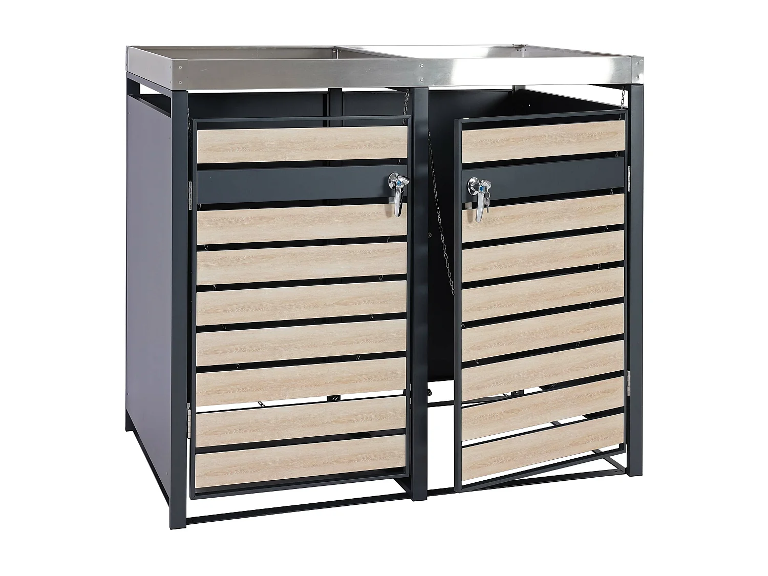 Mülltonnenverkleidung MCW-J81 (2er), Buche-Holzoptik