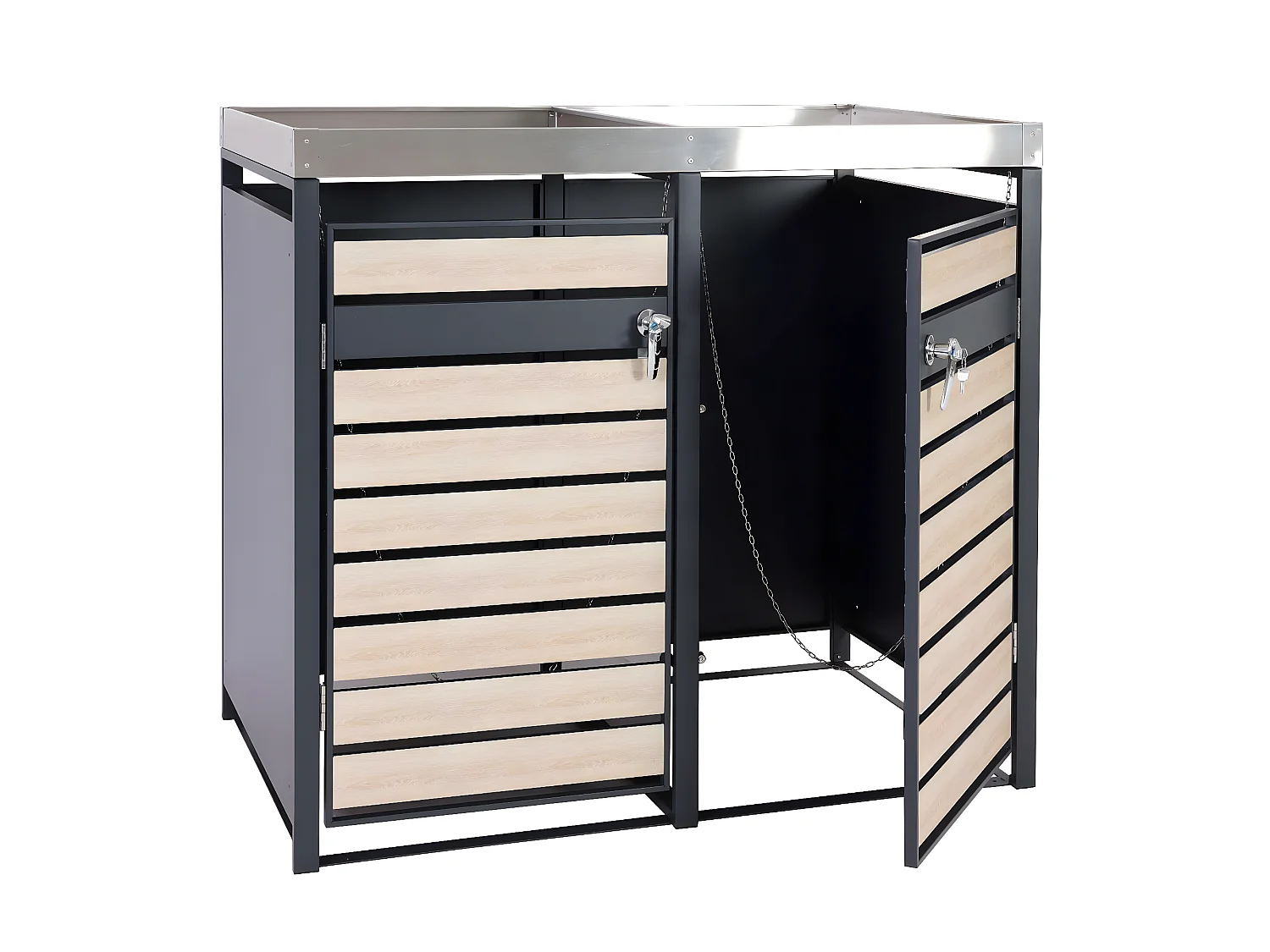 Mülltonnenverkleidung MCW-J81 (2er), Buche-Holzoptik