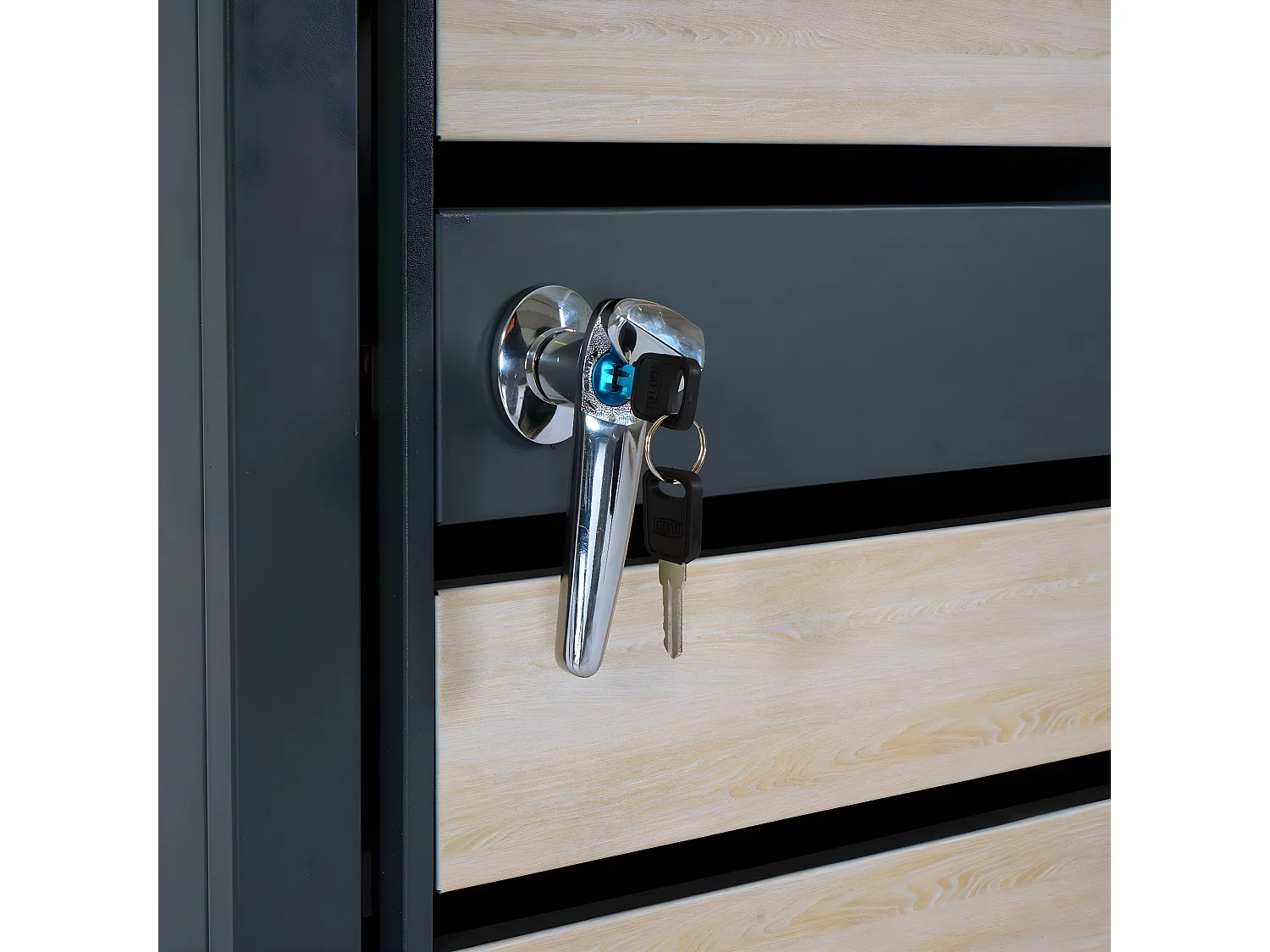 Set 2x copribidoni box spazzatura rifiuti con fioriera MCW-J81 80x132x125cm acciaio inox antracite faggio