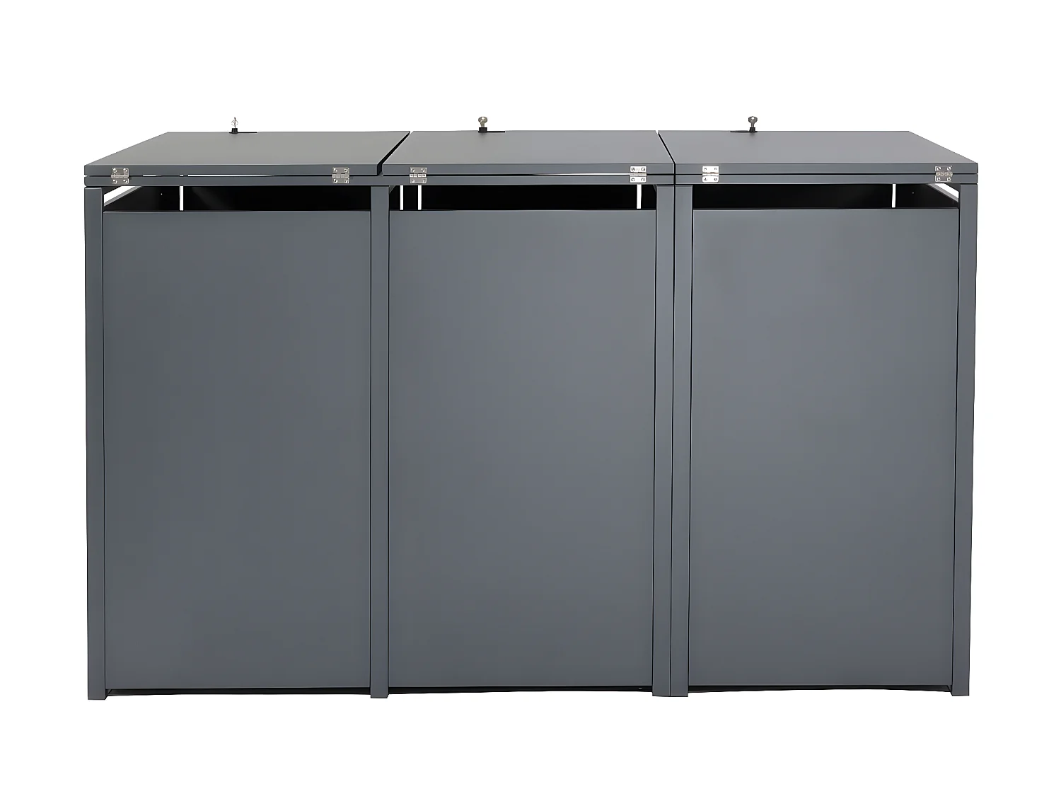 Set 3x copribidoni box spazzatura rifiuti MCW-J81 XL 98x215x117cm acciaio inox antracite faggio