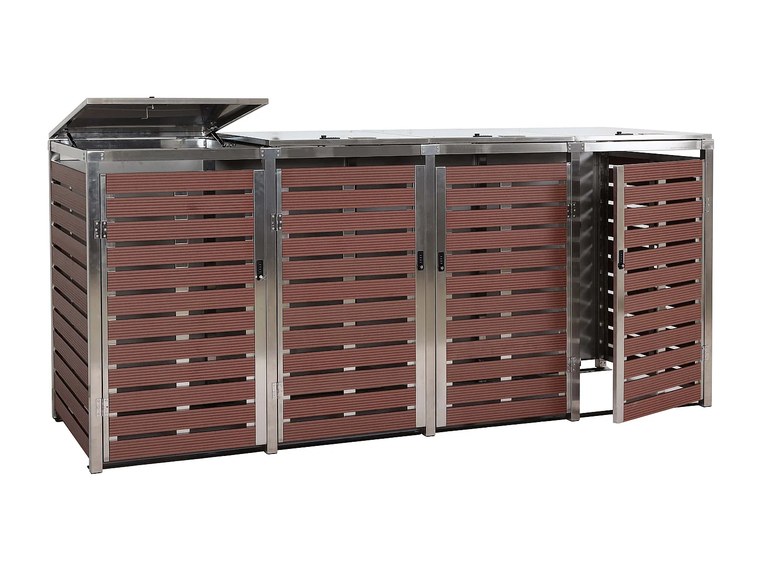 Mülltonnenverkleidung MCW-K14 (4er), Walnuss-Holzoptik