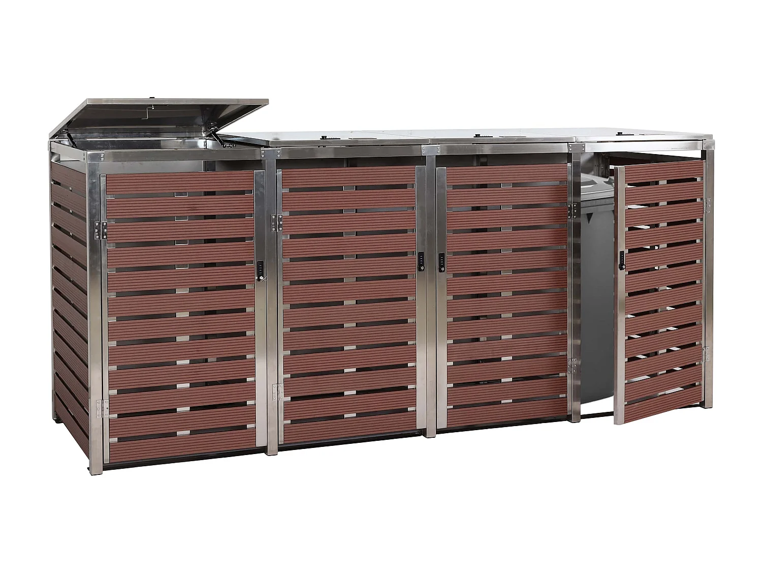 Mülltonnenverkleidung MCW-K14 (4er), Walnuss-Holzoptik