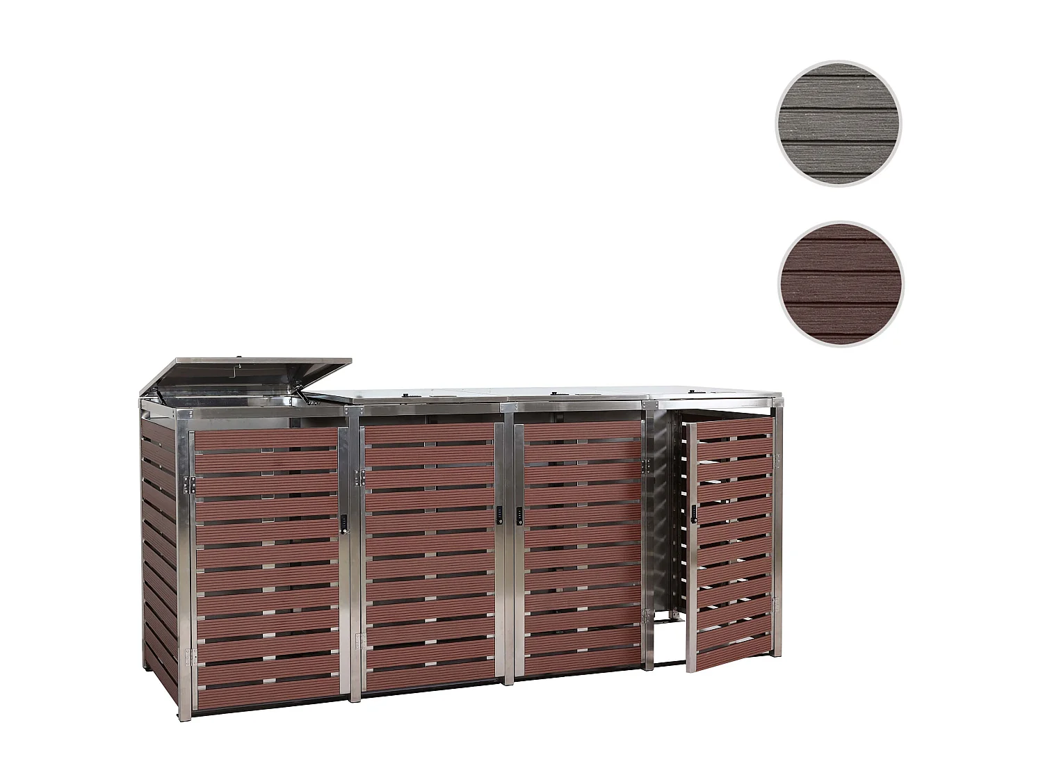 Mülltonnenverkleidung MCW-K14 (4er), Walnuss-Holzoptik
