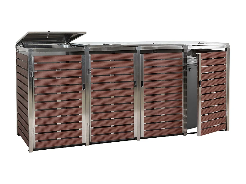 Mülltonnenverkleidung MCW-K14 (4er), Walnuss-Holzoptik