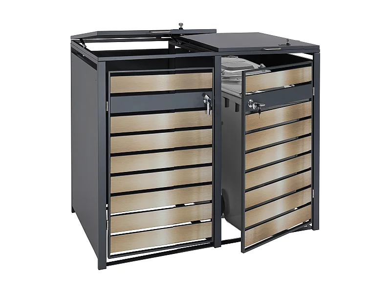 2er-Mülltonnenverkleidung MCW-J81, Gold