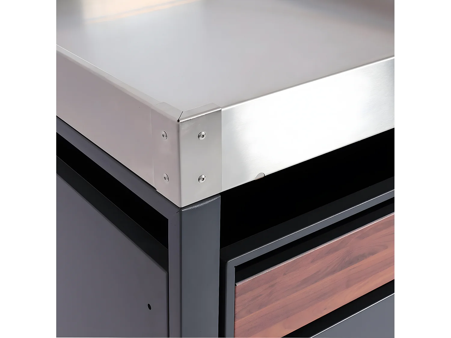 Set 2x copribidoni box spazzatura rifiuti con fioriera MCW-J81 80x132x125cm acciaio inox antracite ciliegio