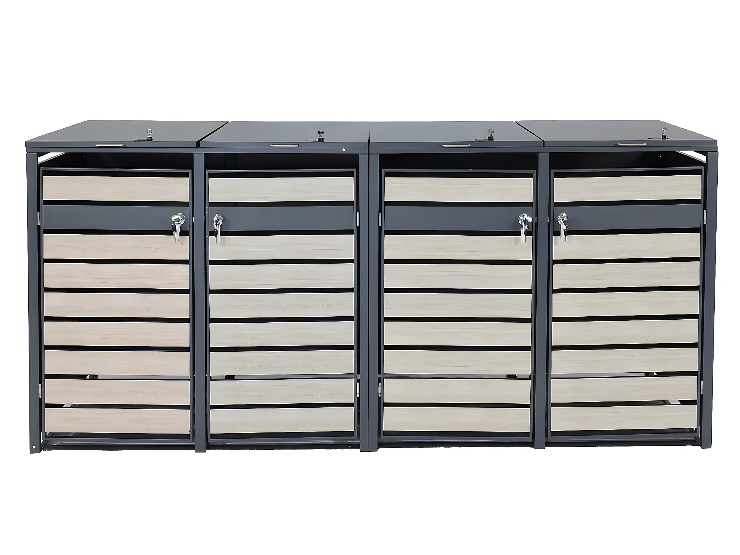 XL Mülltonnenverkleidung MCW-J81 4er/8er, Buche-Holzoptik hellbraun